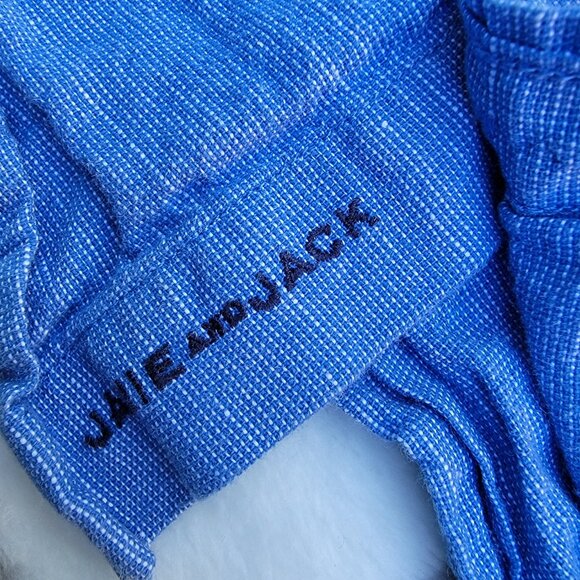 Janie and Jack Blue Linen Cotton Button Up Shirt Boys Size 3 - Picture 2 of 5